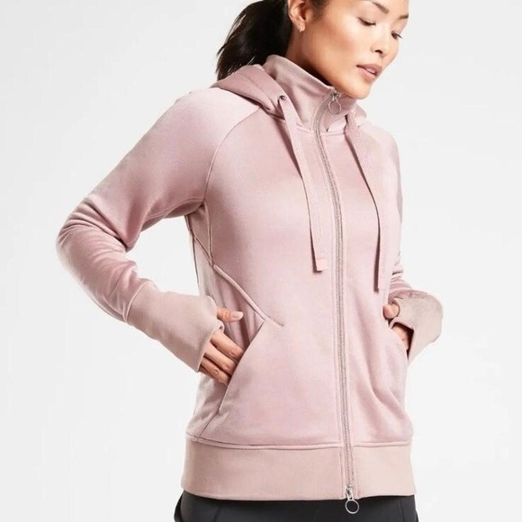 Athleta Triumph Luxe Shine Hoodie Dogwood Mauve - Picture 1 of 7